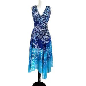 Rabbit Y2K Babydoll Asymetrical Midi Dress Sz 6 Teal Coastal Fairy Cottagecore